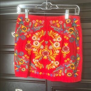 Embroidered Red Skirt